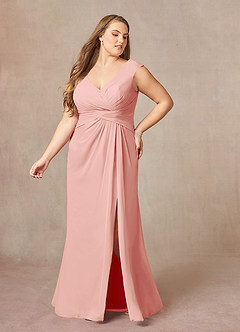 Azazie Sally Mother of the Bride Dresses Rosette A-Line V-Neck Pleated Chiffon Dress image9