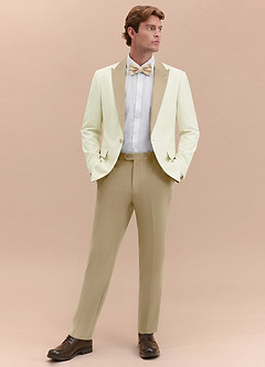 front Adrian Champagne Shawl Lapel Structured Stretch Tuxedo Suit