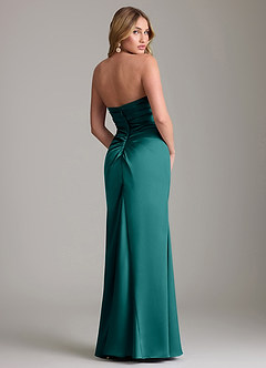 Azazie Lucille Robes de demoiselle d'honneur Robe Sirène Convertible en Satin extensible Sans bretelles Paon image2