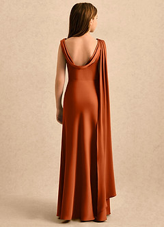 Azazie Sanah Girls Formal Flower Girl Klänningar Klänning A-Line i Stretch Satin Plisserad image2