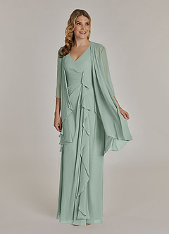 Azazie Manuella Mother of the Bride Dresses Agave A-Line V-Neck Pleated Chiffon Dress image7