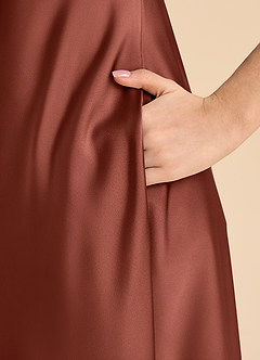 Azazie Sissy Junior Auburn A-Line Off the Shoulder Stretch Satin Dress image7