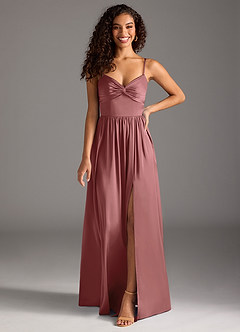 Azazie Zeya Bridesmaid Dresses Amethyst A-Line Pleated Stretch Satin Dress image16