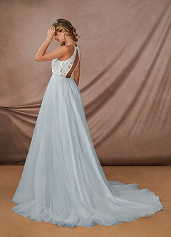 Azazie Odell Wedding Dresses A-Line Halter Sequins Tulle Chapel Train Dress image3