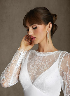 Azazie Indiah Wedding Dresses Diamond White Mermaid Stretch Satin Dress image8