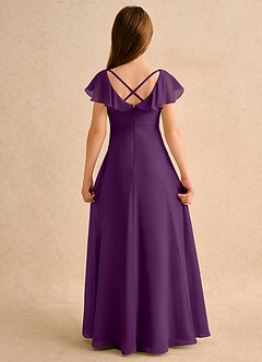 Azazie Nari Girls Formal Blumenmädchenkleider A-Linie mit ärmel Chiffon Kleid Traube image7