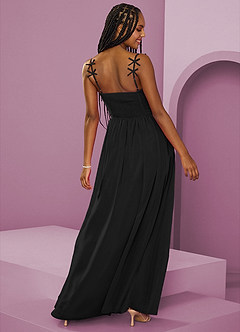Barbie ♥ Azazie Robes de demoiselle d'honneur Robe Trapèze en Mousseline de soie Plissée Noir image2