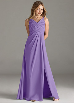 Azazie Maren Allure Junior Tahiti A-Line Lace Chiffon Dress image4