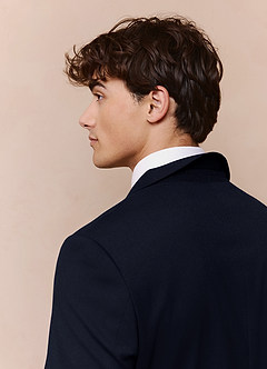 front Savile Navy Blue Wool Blend Suit
