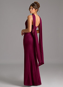 Azazie Sorrel Robes de demoiselle d'honneur Robe Sirène Convertible en velours Corset Cabernet image2
