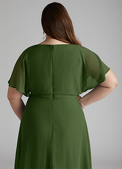 Azazie Aaliyah Modest Bridesmaid Dresses A-Line Scoop Pleated Chiffon Floor-Length Dress image10