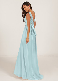 Azazie Gertrude Bridesmaid Dresses Mist A-Line Lace Chiffon Dress image4