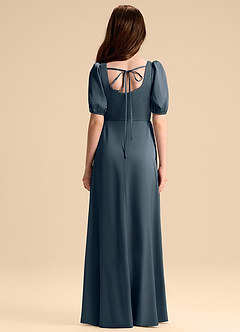 Azazie Briar Junior Vestido de Crepúsculo de Satén Elástico de Corte en A con Lazo image2