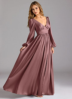 Azazie Norah Brautjungfernkleider A-Linie Stretch-Satin Kleid Vintage Mauve image3