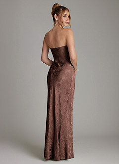 Azazie Viv Essayer des robes à la maison Robe Fourreau en Jacquard Sans bretelles Jacquard Au Chocolat image2