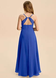 Azazie Gia Junior A-Linie Plissee Chiffon Kleid Königsblau image2