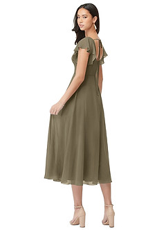 Azazie Bondi Robes de demoiselle d'honneur Robe Trapèze en Mousseline de soie Rayé Vert Saule image2