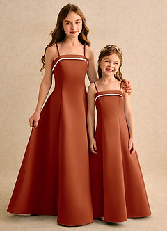 Azazie Izel Junior Formal Flower Girl Klänningar Klä A-Line i Matt satäng Plisserad image2