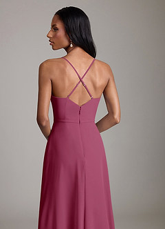 Azazie Naeem Bridesmaid Dresses Mulberry A-Line V-Neck Ruffle Chiffon Dress image7