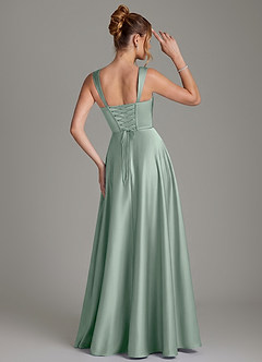 Azazie Azaria Bridesmaid Dresses Agave A-Line Corset Stretch Satin Dress image5
