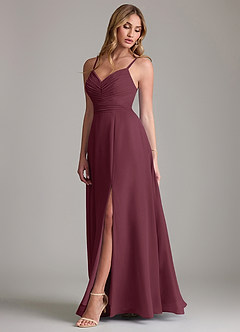 Azazie Terese Bridesmaid Dresses Cabernet A-Line Pleated Chiffon Dress image4