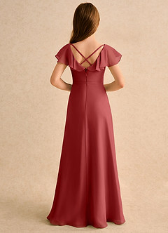 Azazie Nari Girls Formal Blumenmädchenkleider A-Linie mit ärmel Chiffon Kleid Rost image2