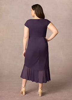 Azazie Renetta Mother of the Bride Dresses Plum Sheath V-Neck Pleated Mesh Dress image10