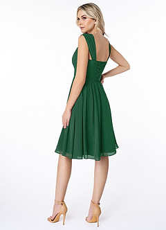 Azazie Angie Robes de demoiselle d'honneur Robe Trapèze en Mousseline de soie Corset Vert Foncé image5