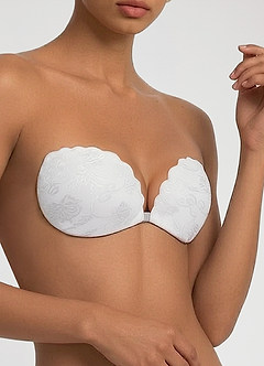 front Azazie Diamantově bílé krajkové push-up nálepky na bradavky