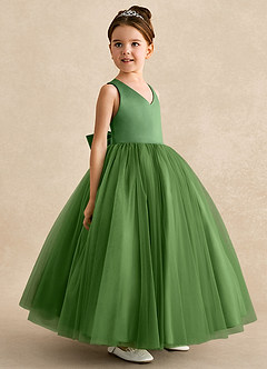 Azazie Peanut Flower Girl Dresses Basil A-Line Strap Tulle Dress image2