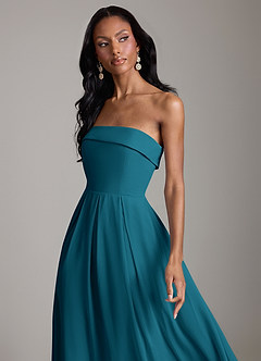 Azazie Lucienne Bridesmaid Dresses Ink Blue A-Line Strapless Chiffon Convertible Dress image4