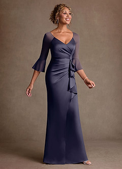 Azazie Nampa Suknie dla Matki Panny Młodej Osłona Pofałdowany Siatka Długość podłogi Sukienka image4