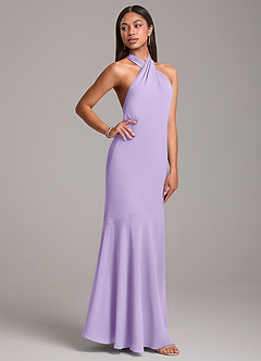 Azazie Lorena Bridesmaid Dresses Lilac Mermaid Pleated Chiffon Dress image5