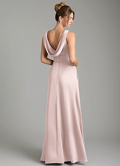 Azazie Karina Robes de demoiselle d'honneur Robe Trapèze en Satin extensible Plissée Rose Pâle image5