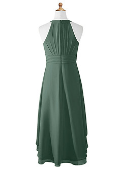 Azazie Linna Junior Sea Moss A-Line Pleated Chiffon Dress image5