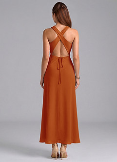 Azazie Evadne Bridesmaid Dresses Paprika Sheath Pleated Chiffon Dress image6