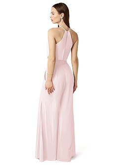 Azazie Kenzi Bridesmaid Dresses Blushing Pink Pleated Chiffon Jumpsuit image4