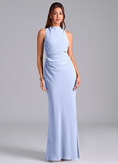 Azazie Evadne Bridesmaid Dresses Ice A-Line Pleated Chiffon Dress image3