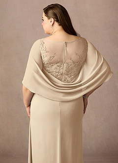 Azazie Hera vestidos de madre de la novia Vestido de Champán de Gasa de Corte En A con Capa de encaje image12