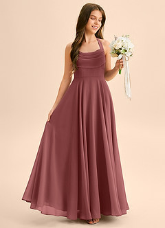 Azazie Kady Junior Abito A-Line in Chiffon Scollo a Cuore Ametista image5