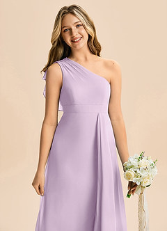 Azazie Delilah Junior Linia A Marszczony Szyfon Długość podłogi Młodsza druhna Sukienka image2