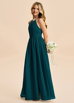 Azazie Noelle Junior Pine A-Line Pleated Chiffon Dress image3