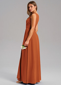 Azazie Phaedra Bridesmaid Dresses Cinnamon A-Line One Shoulder Chiffon Dress image6