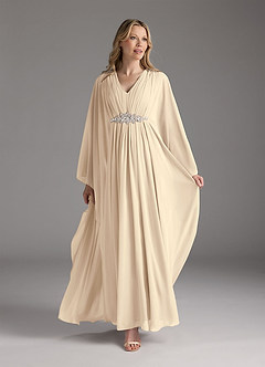 Azazie Drew Mother of the Bride Dresses Champagne A-Line Pleated Chiffon Dress image2