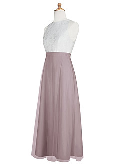 Azazie Albertine Junior A-Linie Spitze Chiffon Kleid Dämmerung image9