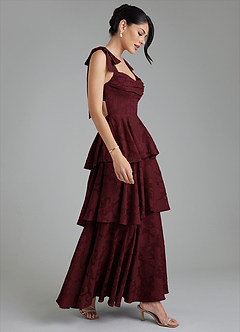 Azazie Jude Bridesmaid Dresses Cabernet A-Line Sweetheart Neckline Floral Burnout Dress image8