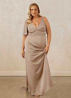 Christian Siriano Bridal for Azazie 1011 Brautjungfernkleider Meerjungfrau-Linie Schleifen Stretch-Satin Kleid Taupe image16
