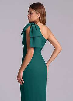 Azazie Yuanna Bridesmaid Dresses Peacock Mermaid One Shoulder Chiffon Dress image8