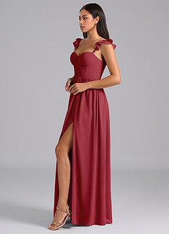 Azazie Denisse Suknie dla druhen Linia A Marszczony Szyfon Do ziemi Sukienka image3