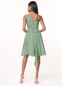 Azazie Katrina Bridesmaid Dresses Matcha A-Line One Shoulder Chiffon Dress image2
